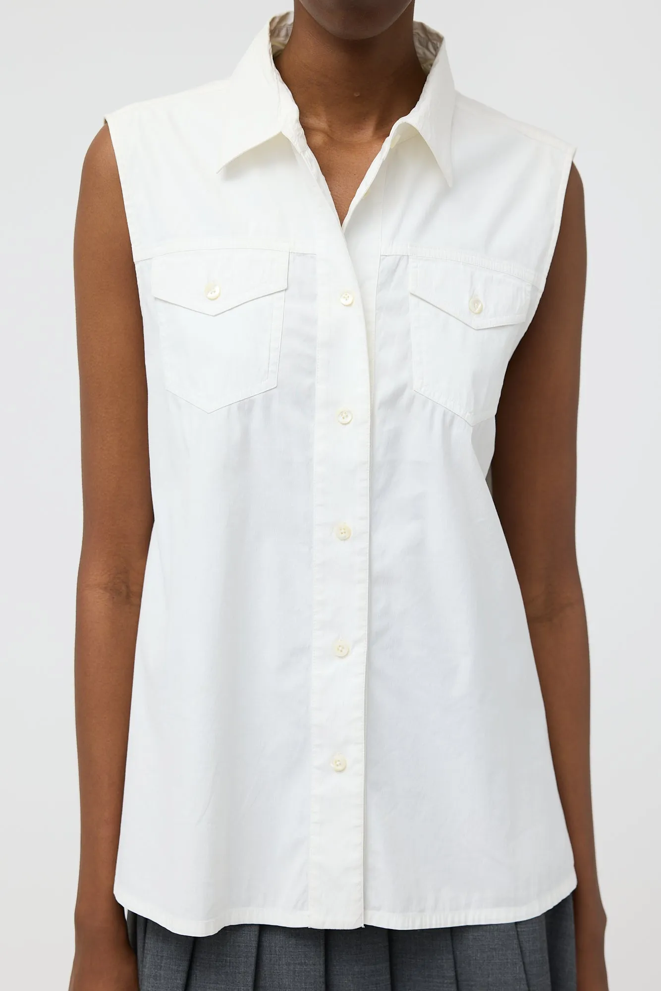 2016 Sleeveless Button Up Blouse