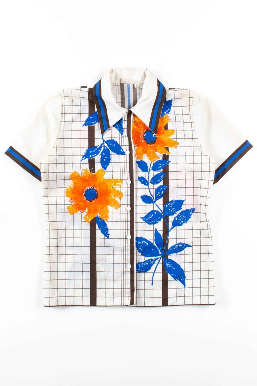 70s Floral Button Up Top