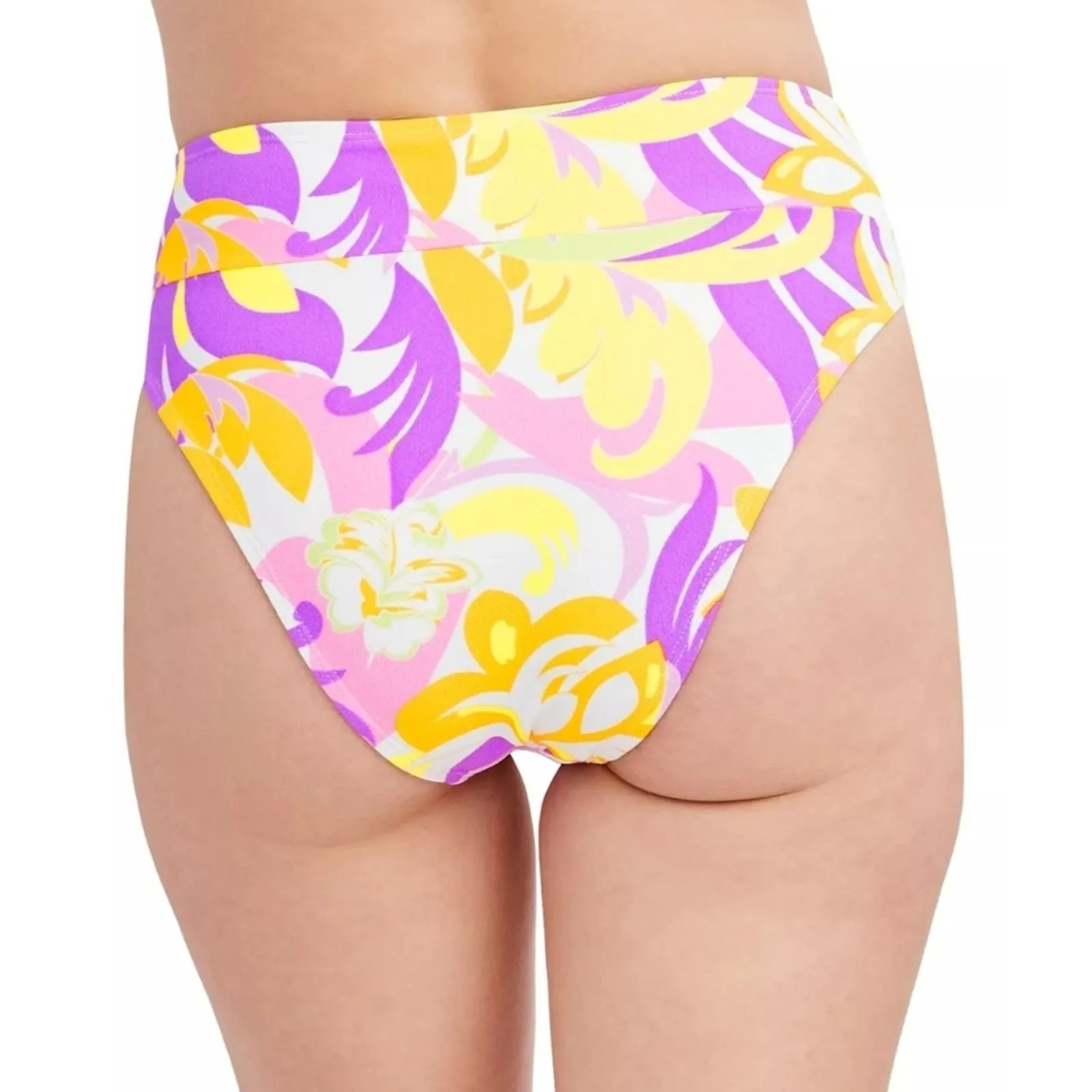BCBGENERATION Give It A Swirl Printed High-Waist Bikini Bottoms