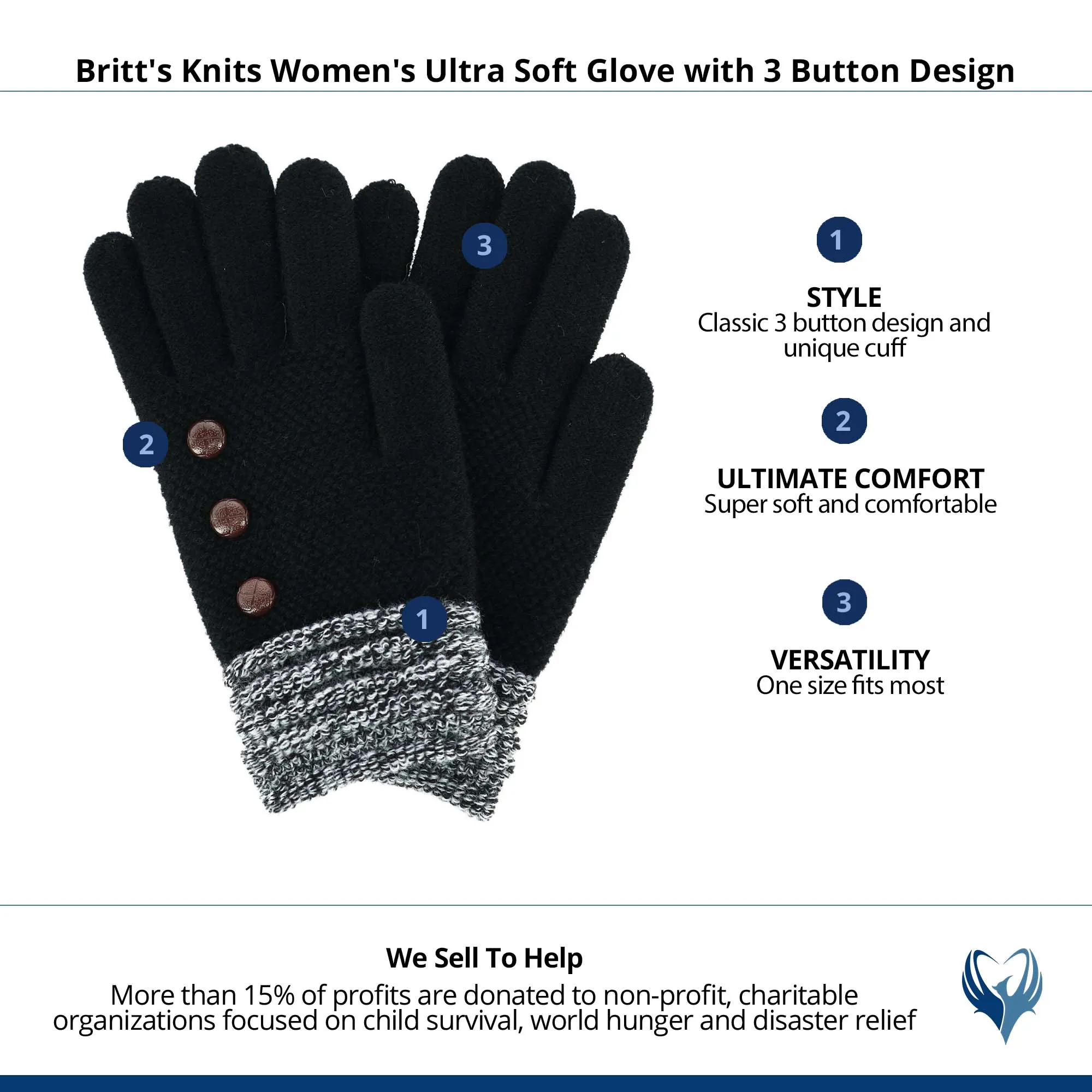 Britt's Knits Women's Ultra Soft Glove with 3 Button Design