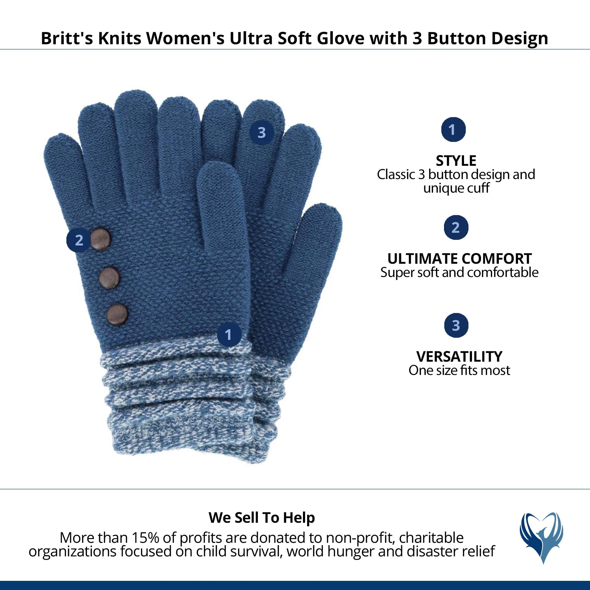 Britt's Knits Women's Ultra Soft Glove with 3 Button Design