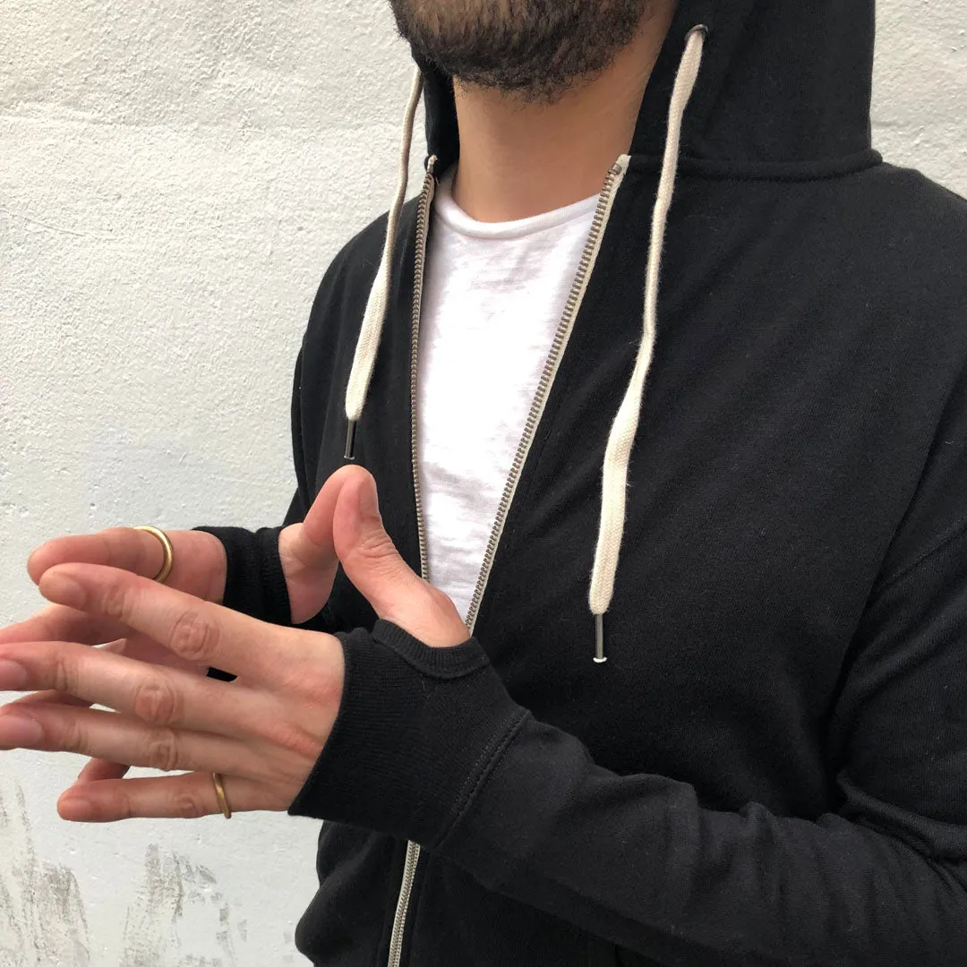 BRJ BROADWAY // BLACK   Full Zip Hoodie -  French Terry  Men's Knit By Robert James