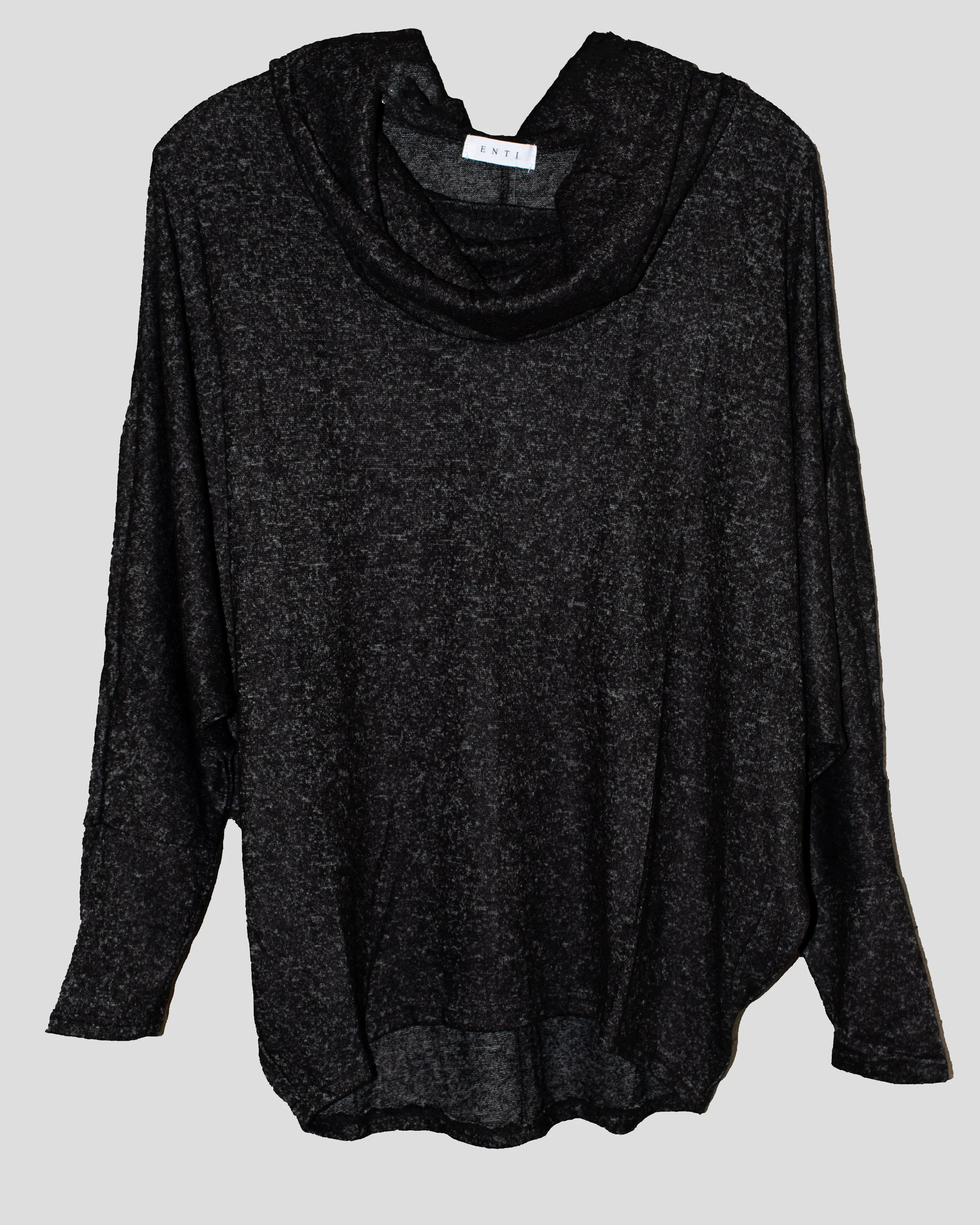 BRUSHED FLEECE COWL NECK DOLMAN TOP