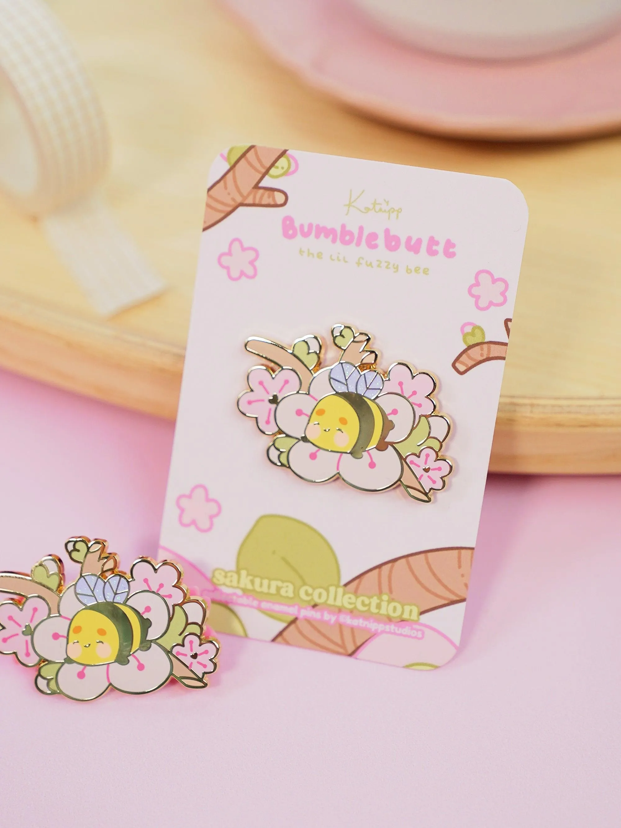 Bumblebutt Sakura Branch Enamel Pin | Adorable & Cute Kawaii Design