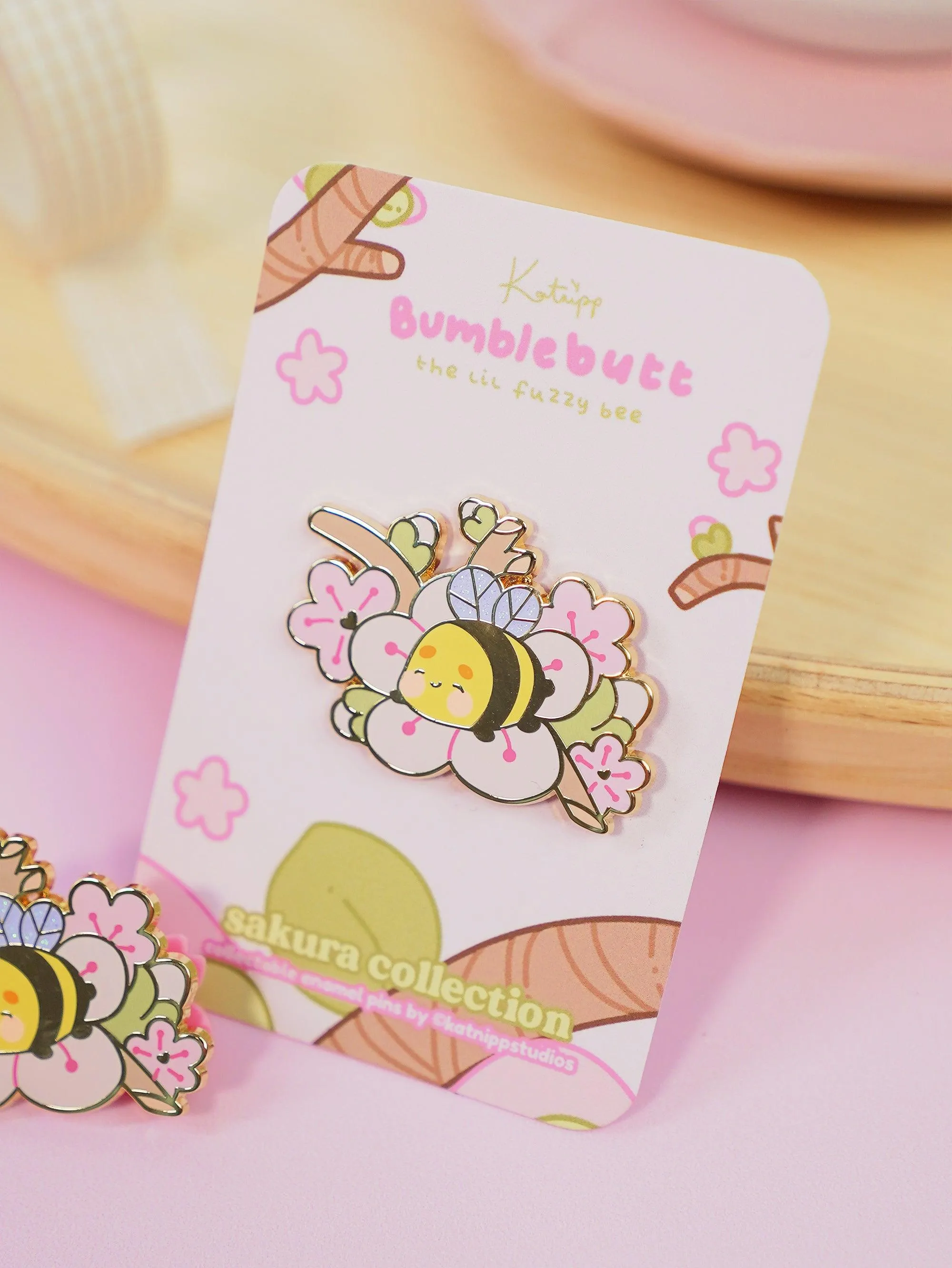 Bumblebutt Sakura Branch Enamel Pin | Adorable & Cute Kawaii Design