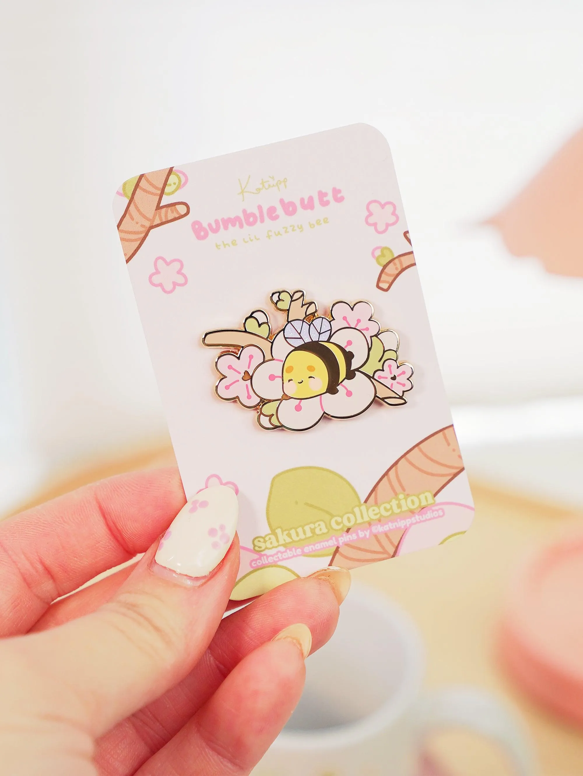 Bumblebutt Sakura Branch Enamel Pin | Adorable & Cute Kawaii Design