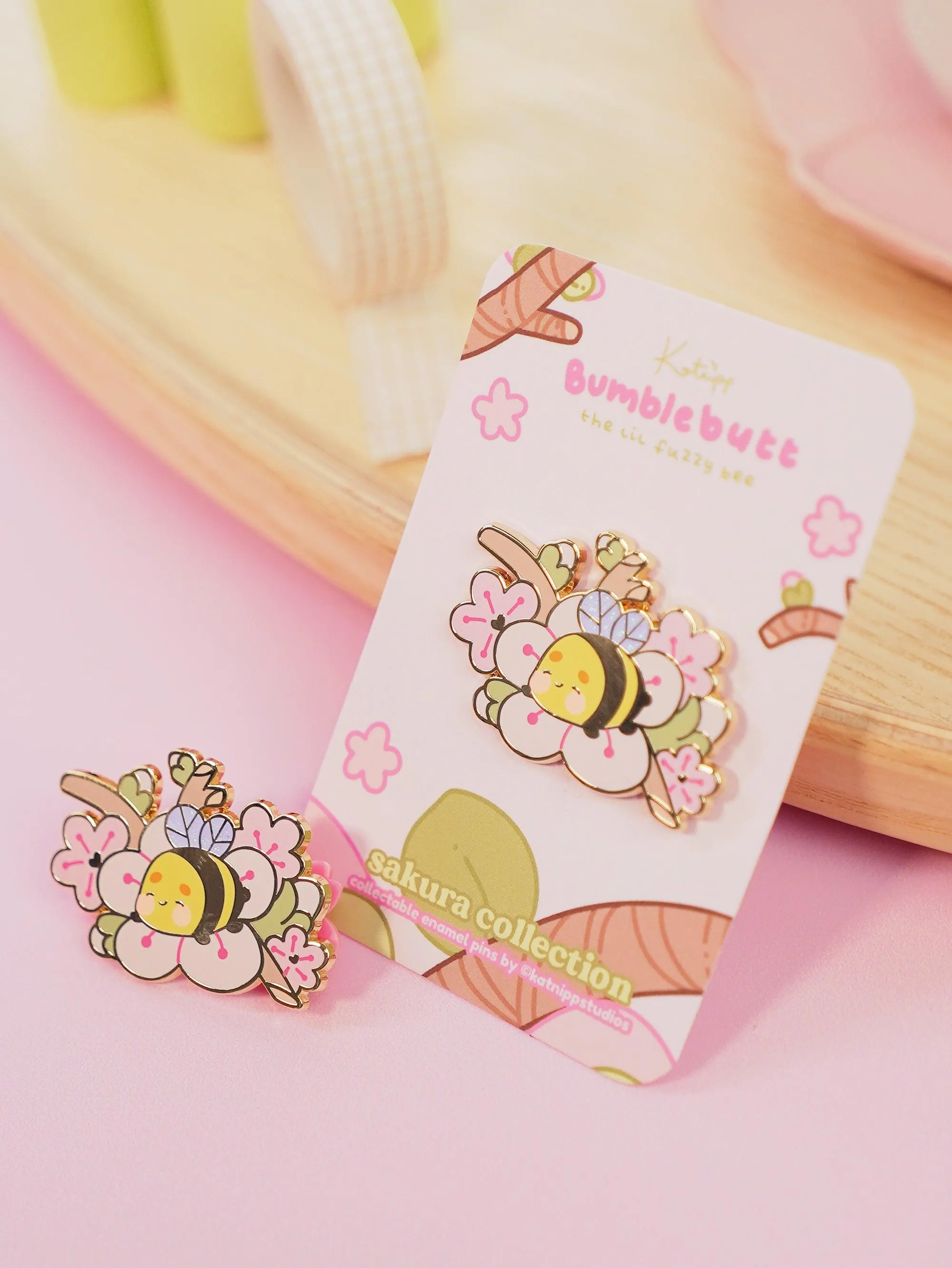 Bumblebutt Sakura Branch Enamel Pin | Adorable & Cute Kawaii Design