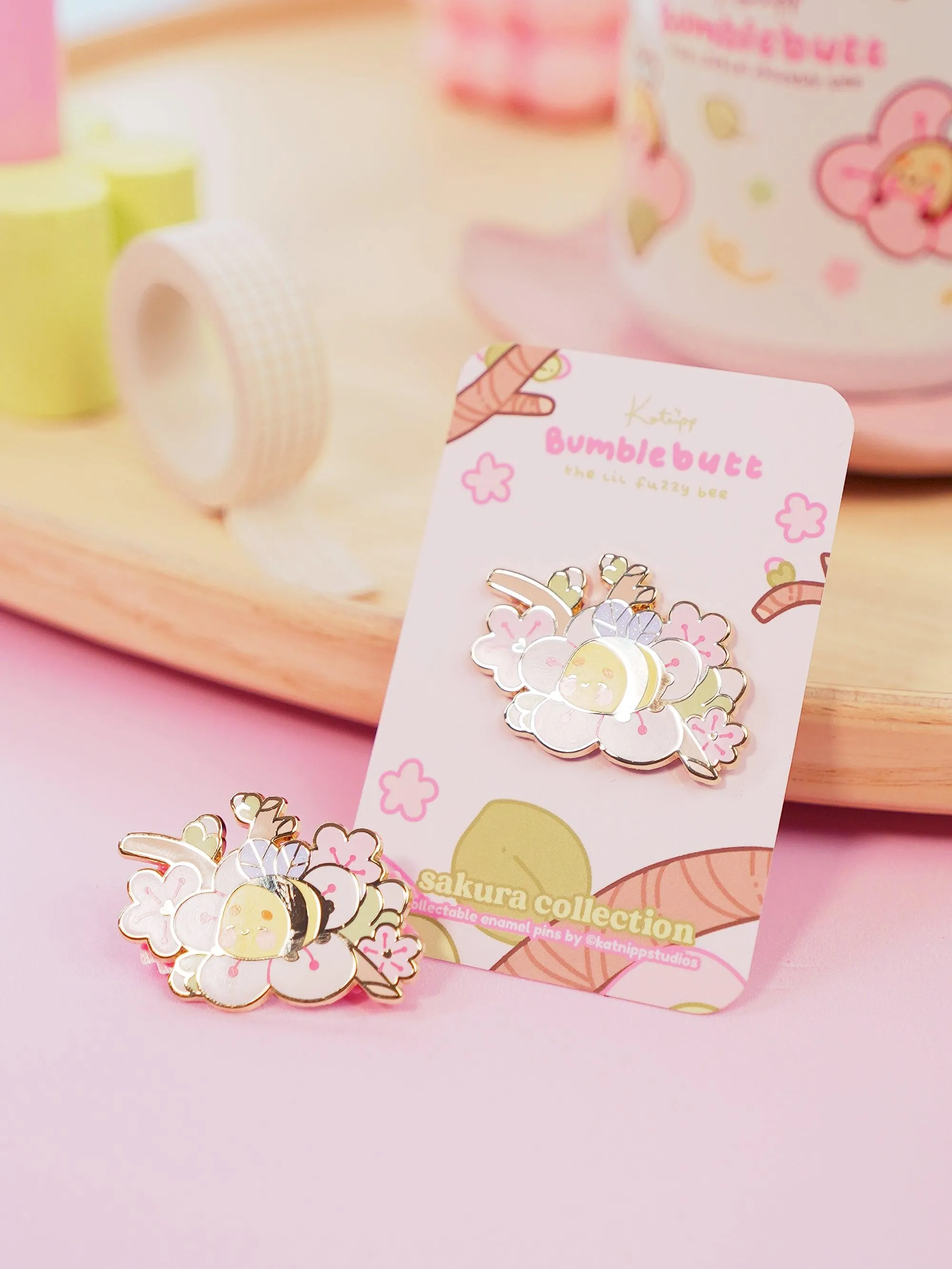 Bumblebutt Sakura Branch Enamel Pin | Adorable & Cute Kawaii Design
