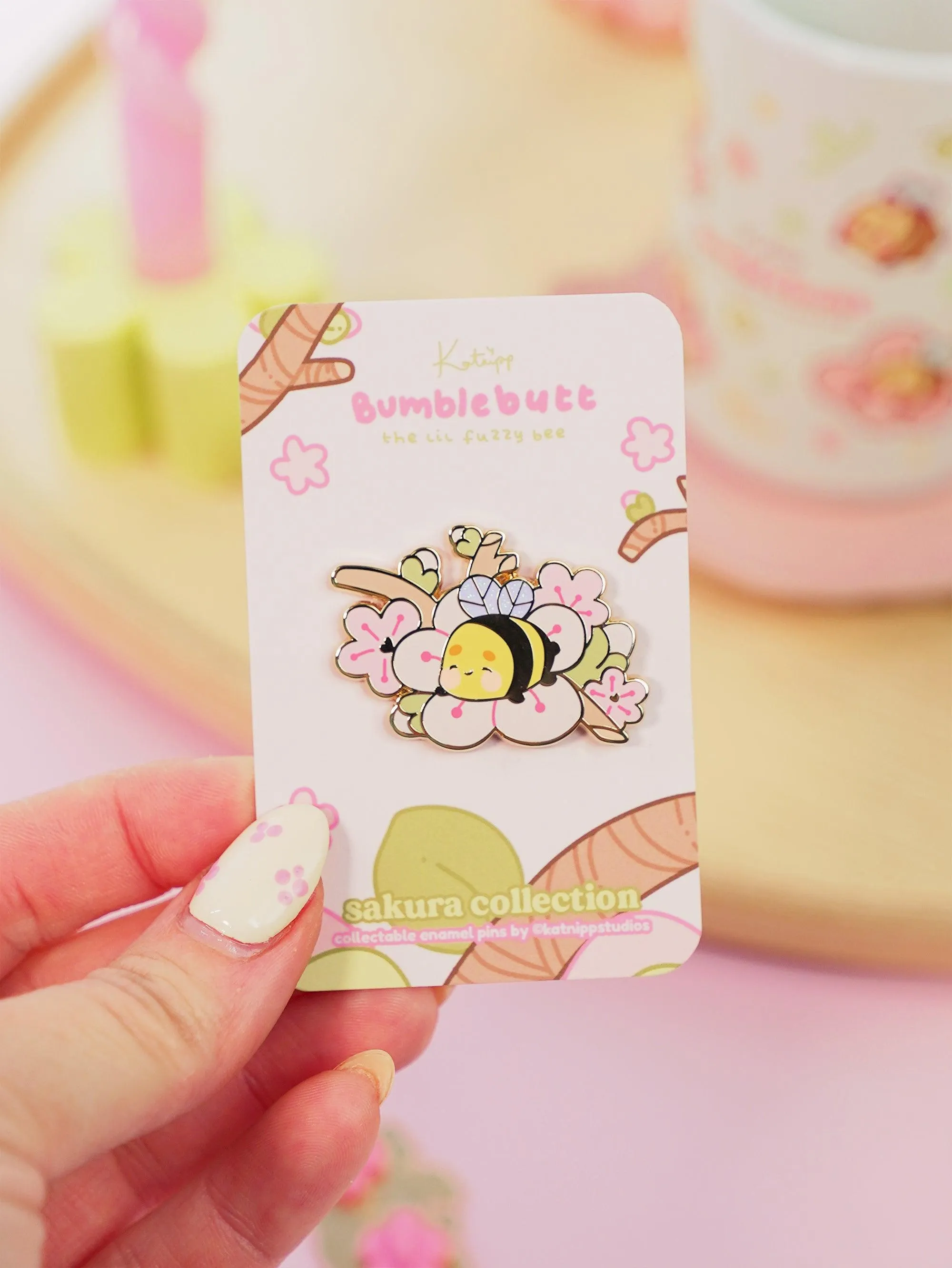 Bumblebutt Sakura Branch Enamel Pin | Adorable & Cute Kawaii Design