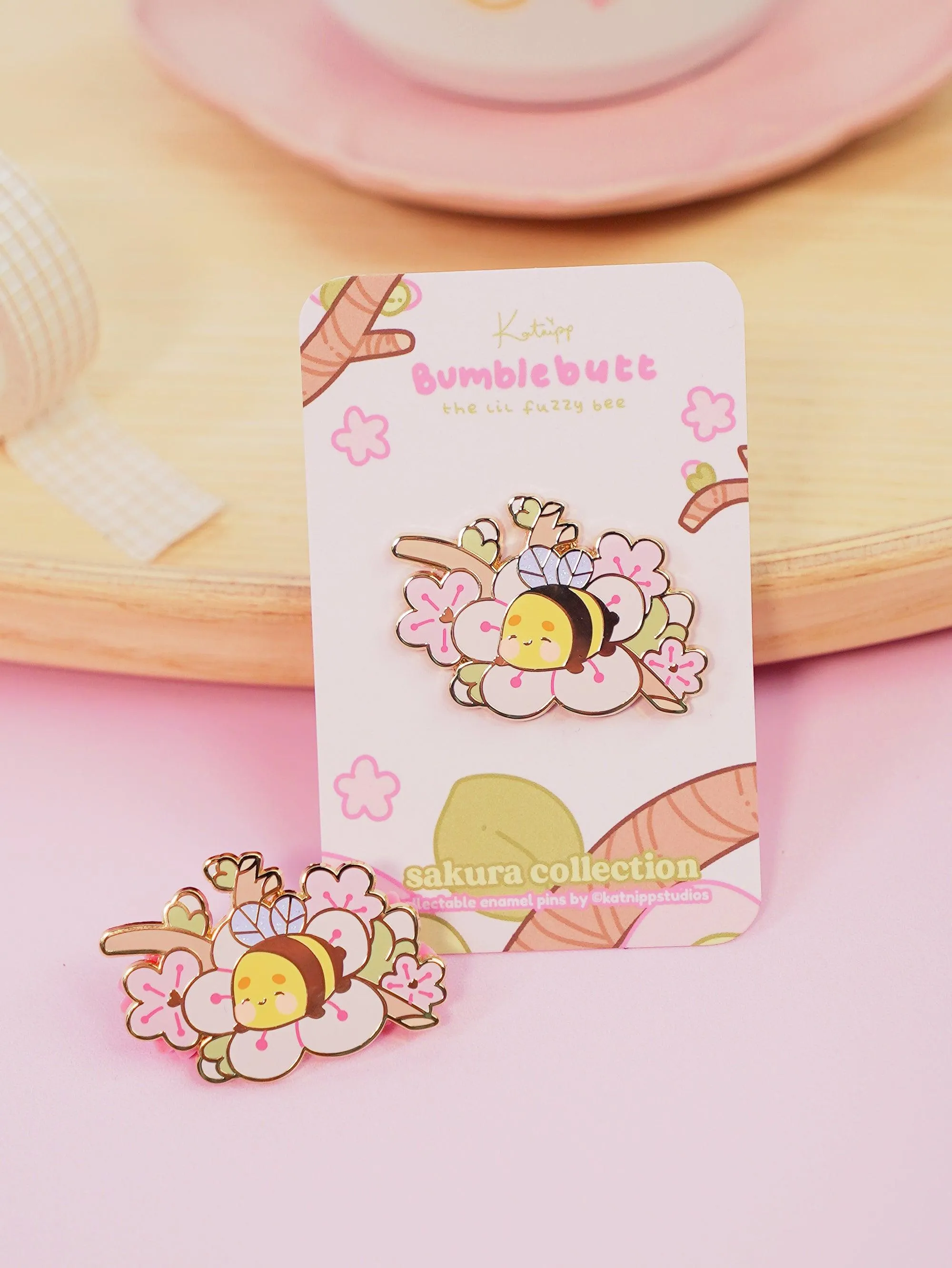 Bumblebutt Sakura Branch Enamel Pin | Adorable & Cute Kawaii Design
