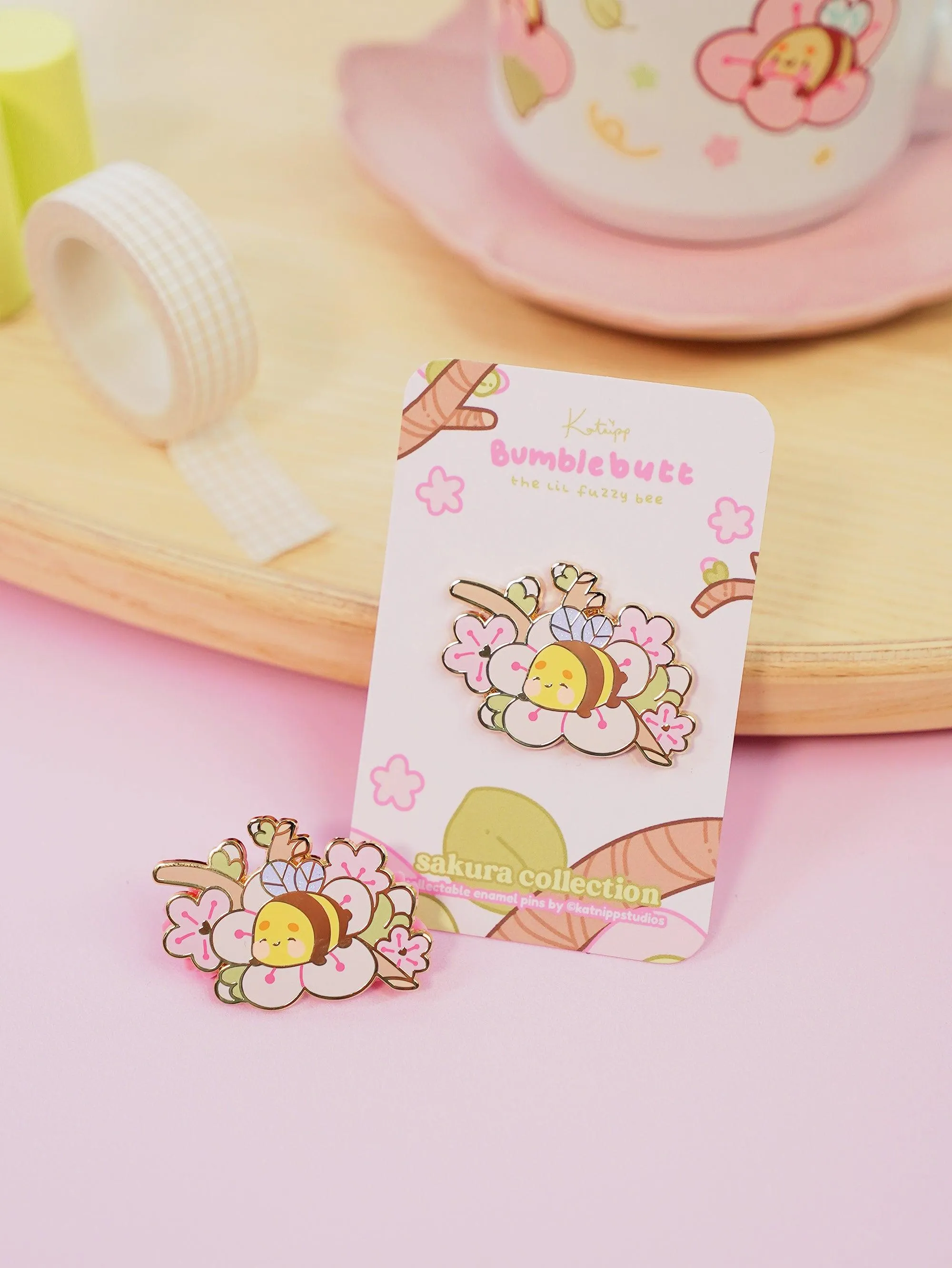 Bumblebutt Sakura Branch Enamel Pin | Adorable & Cute Kawaii Design