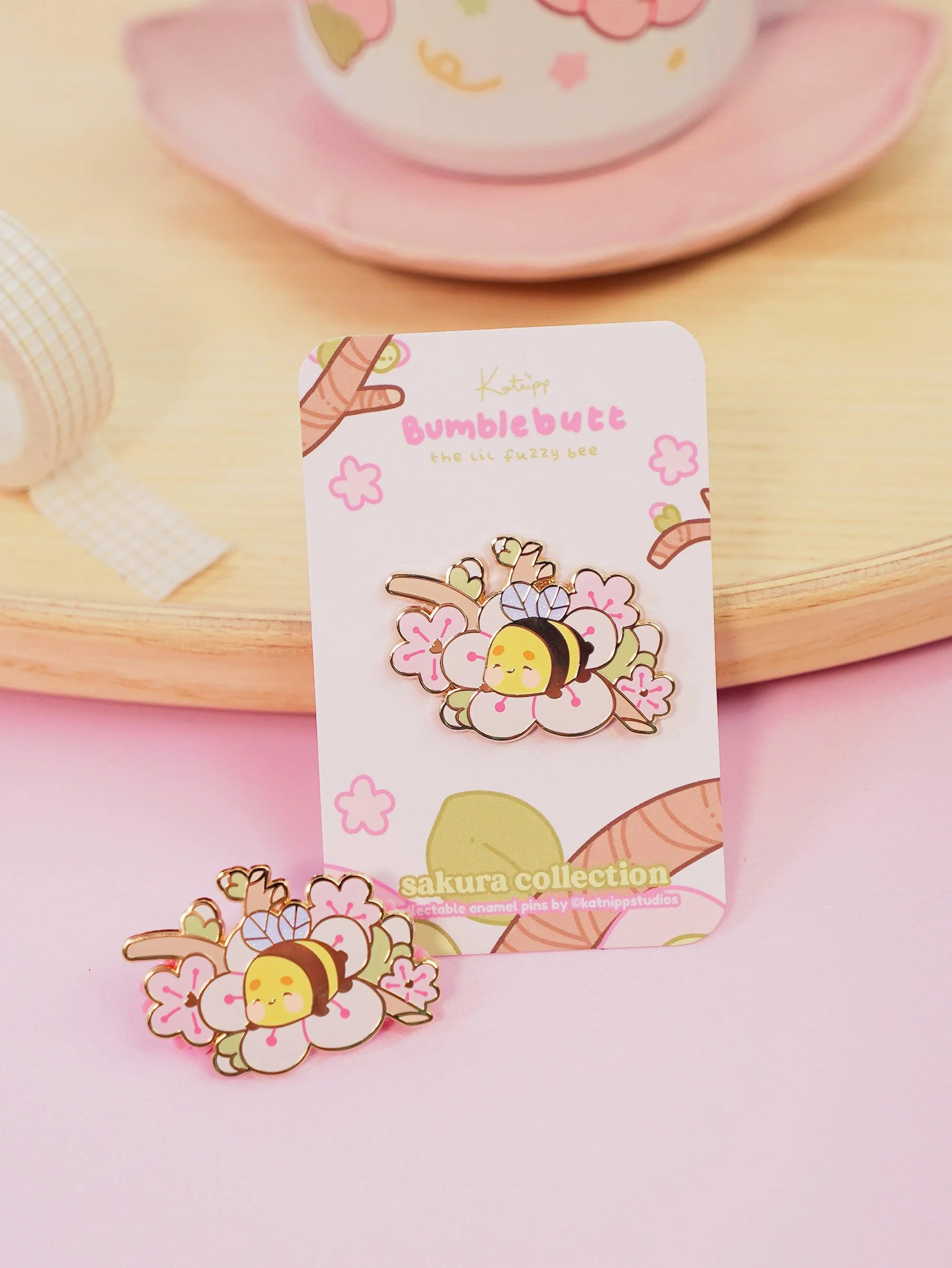 Bumblebutt Sakura Branch Enamel Pin | Adorable & Cute Kawaii Design