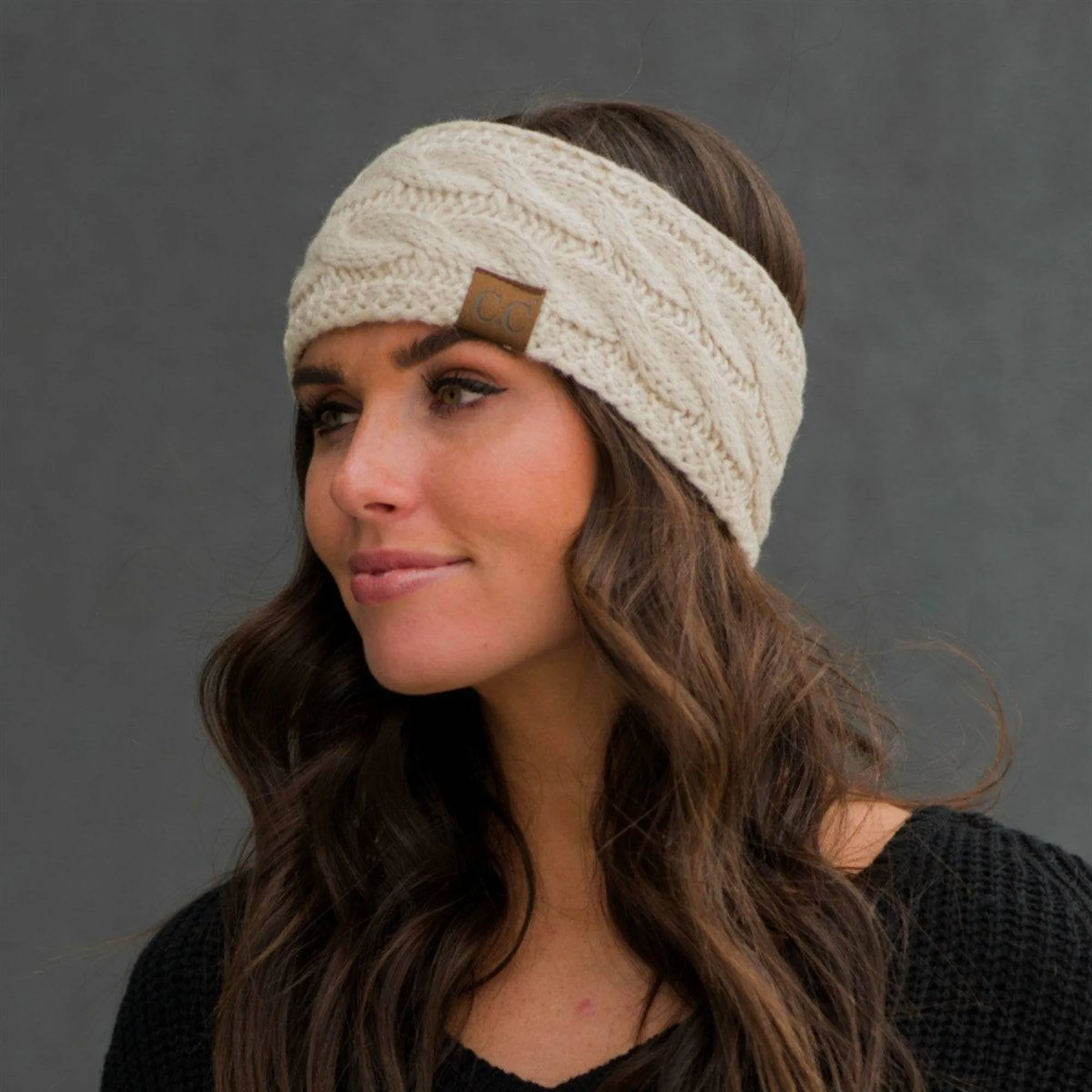 CC Brand Cable-Knit Lined Head Wrap for Women Hair Accessories