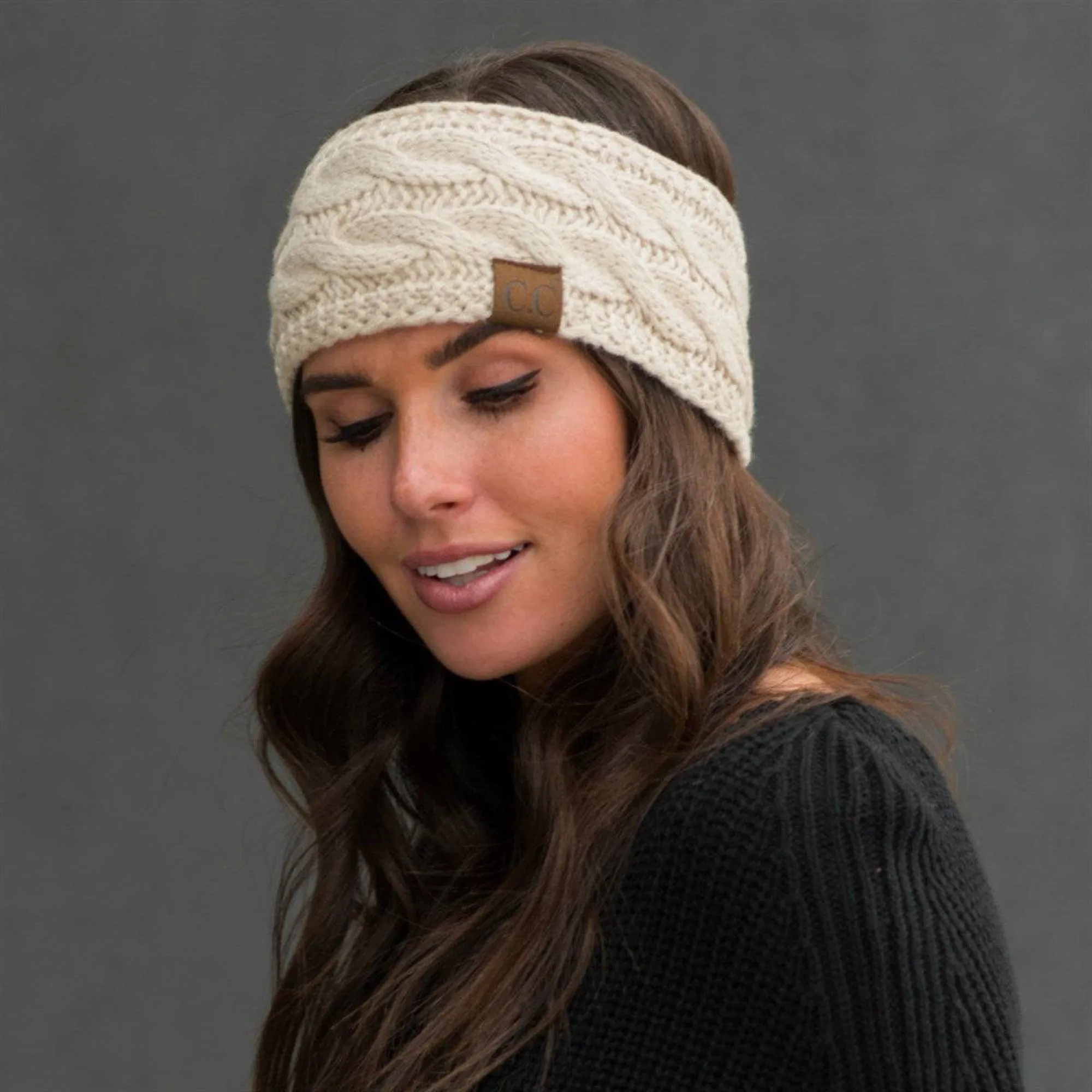 CC Brand Cable-Knit Lined Head Wrap for Women Hair Accessories
