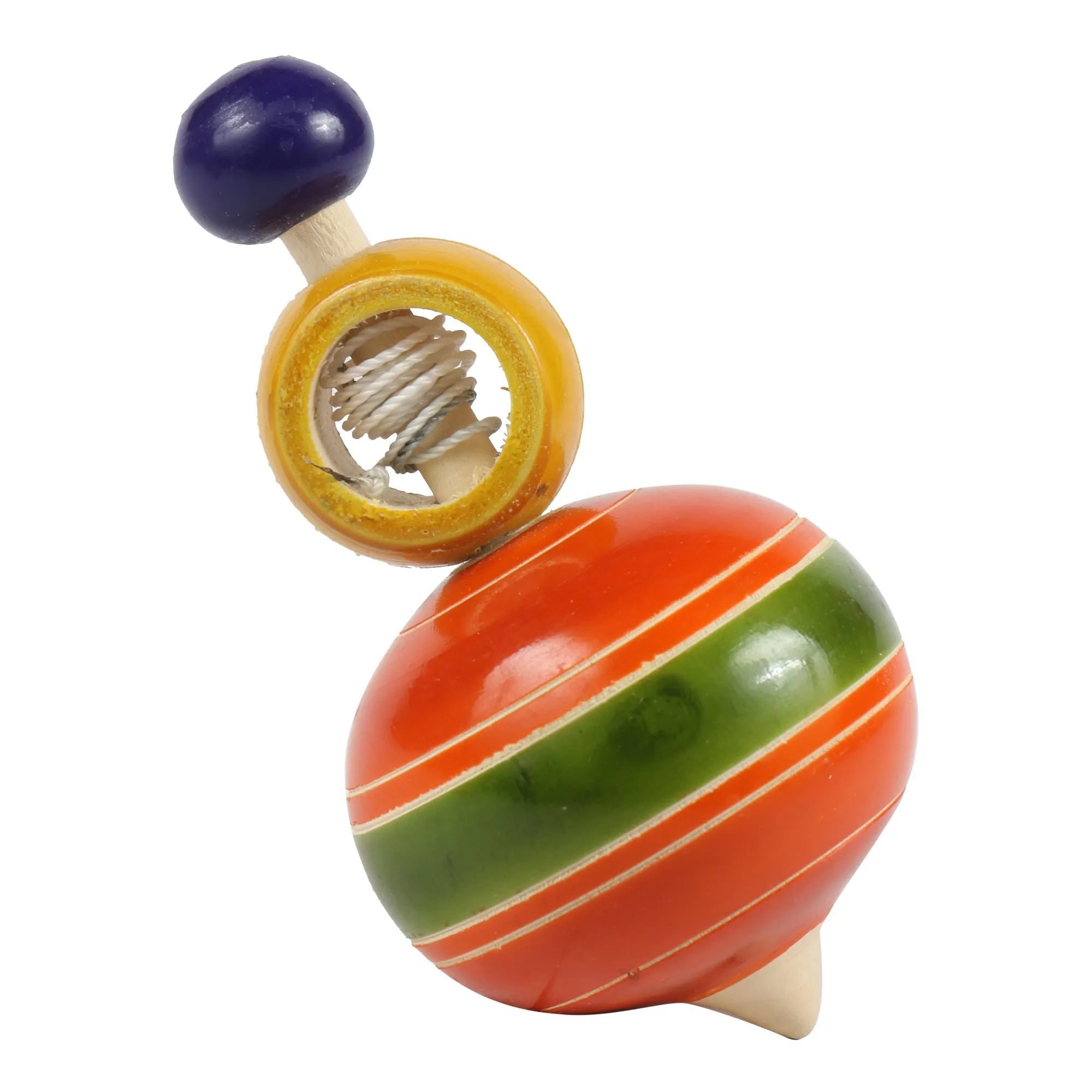 Channapatna Toys Wooden Spinning Tops for Kids (3 Yrs )-Set of 3 Pcs- Multicolor-Curiosity & Fine Motor Skills
