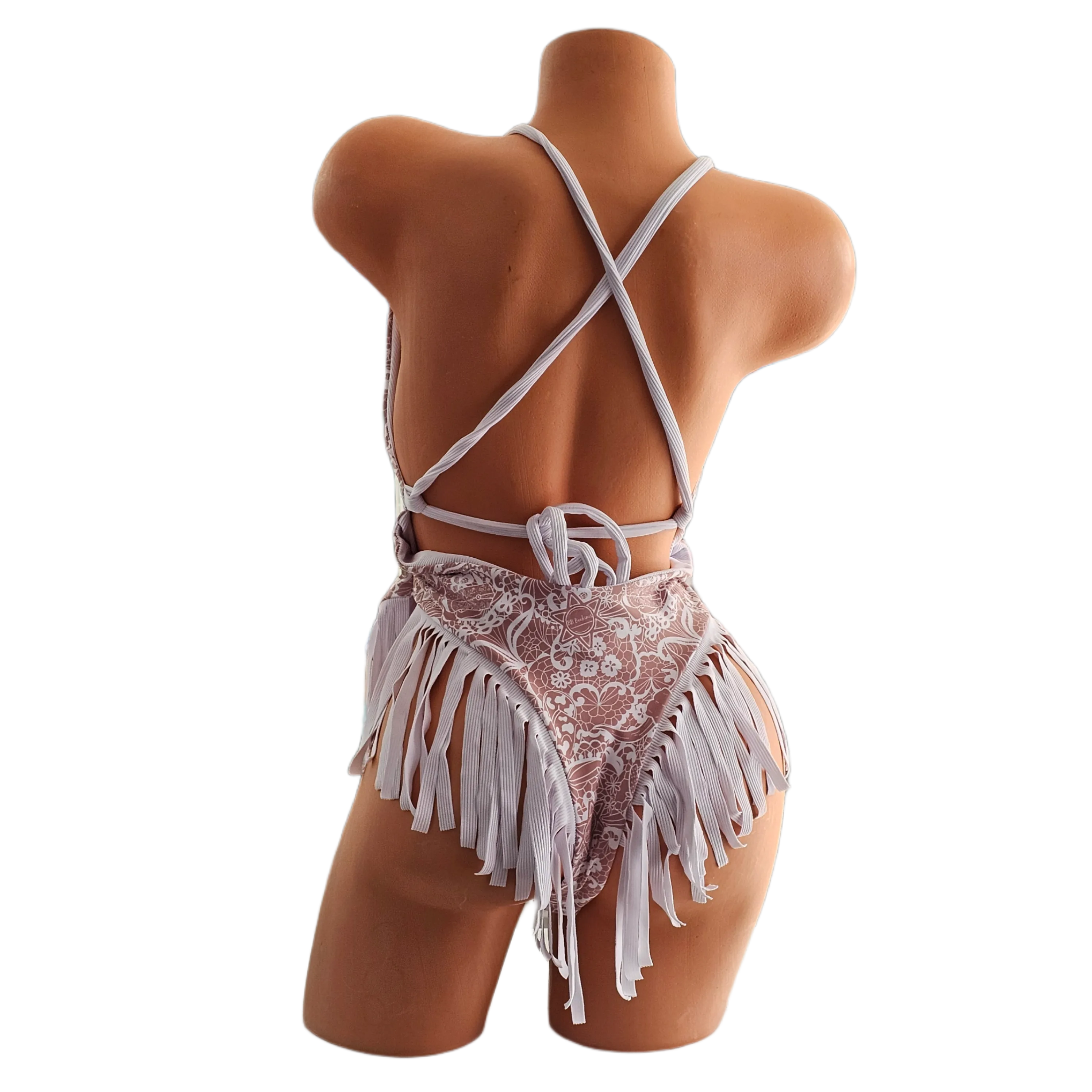 Country Lace Ribbed Thong One piece
