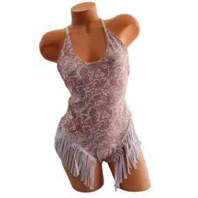 Country Lace Ribbed Thong One piece