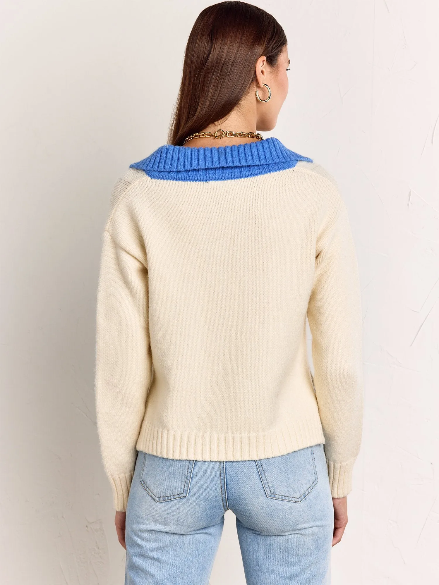 Crescent Long-Sleeve Blue Collar Cable Knit Pullover - Brands We Love