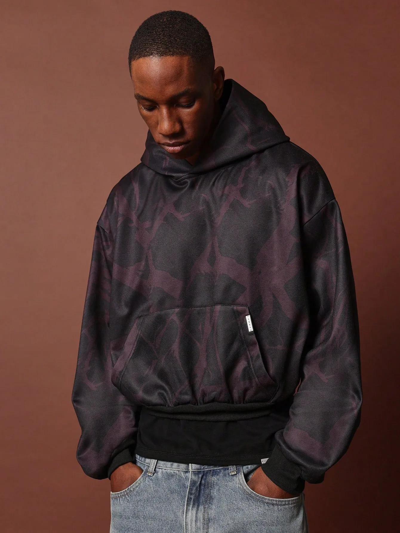 Crop Printed Overhead Hoodie