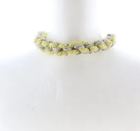 Damaged Excellent Condition Miu Miu Yellow Beige Woven Cotton Rope Necklace-One Size