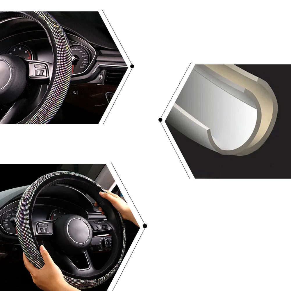 Full Crystal Steering Wheel Cover Rhinestone Diamond Car Steering