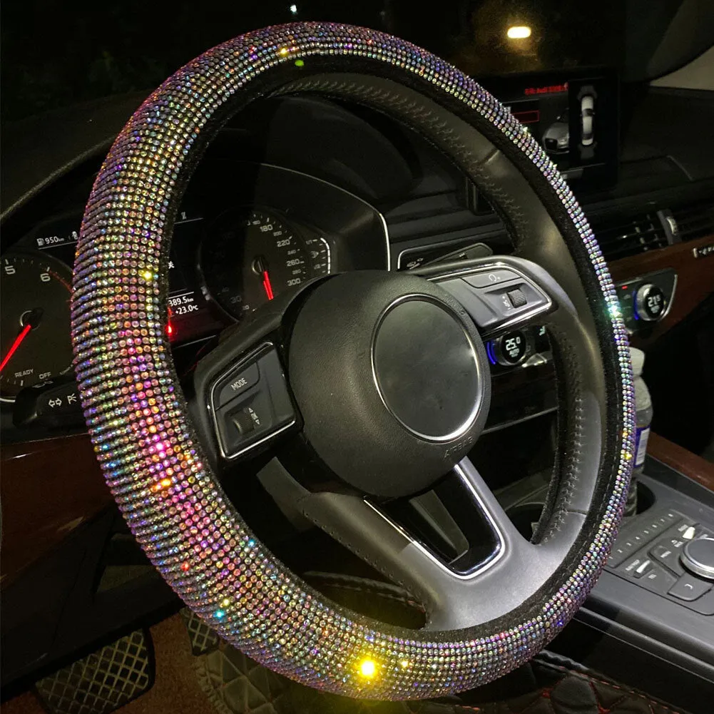 Full Crystal Steering Wheel Cover Rhinestone Diamond Car Steering