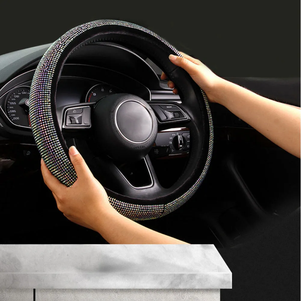 Full Crystal Steering Wheel Cover Rhinestone Diamond Car Steering