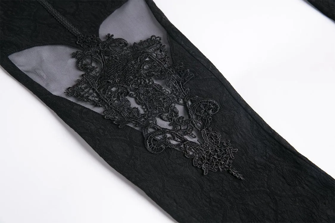 Gothic patterned pants with hollow-out flower design on thigh PW087