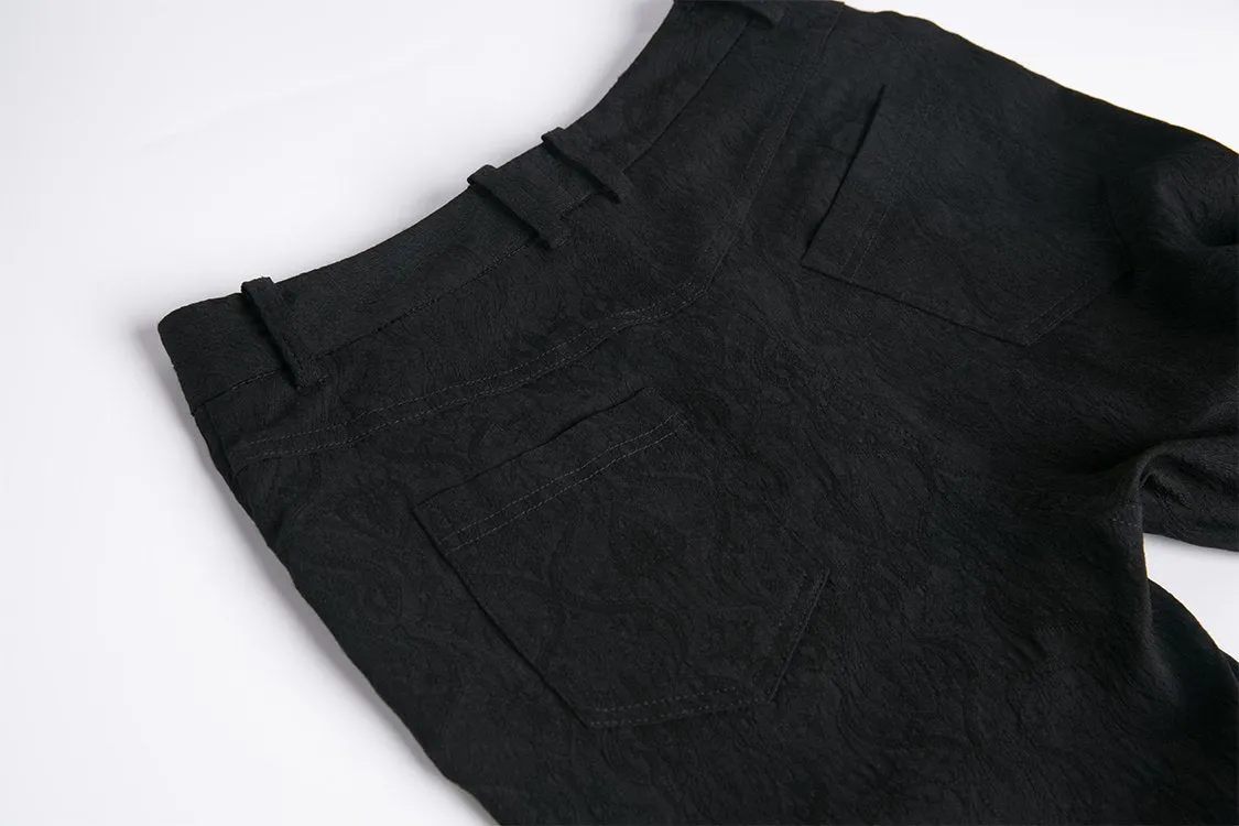 Gothic patterned pants with hollow-out flower design on thigh PW087