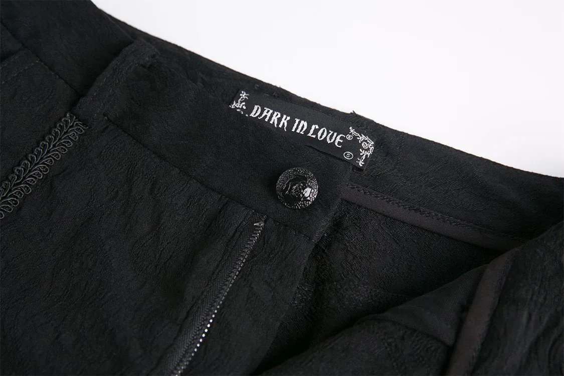 Gothic patterned pants with hollow-out flower design on thigh PW087