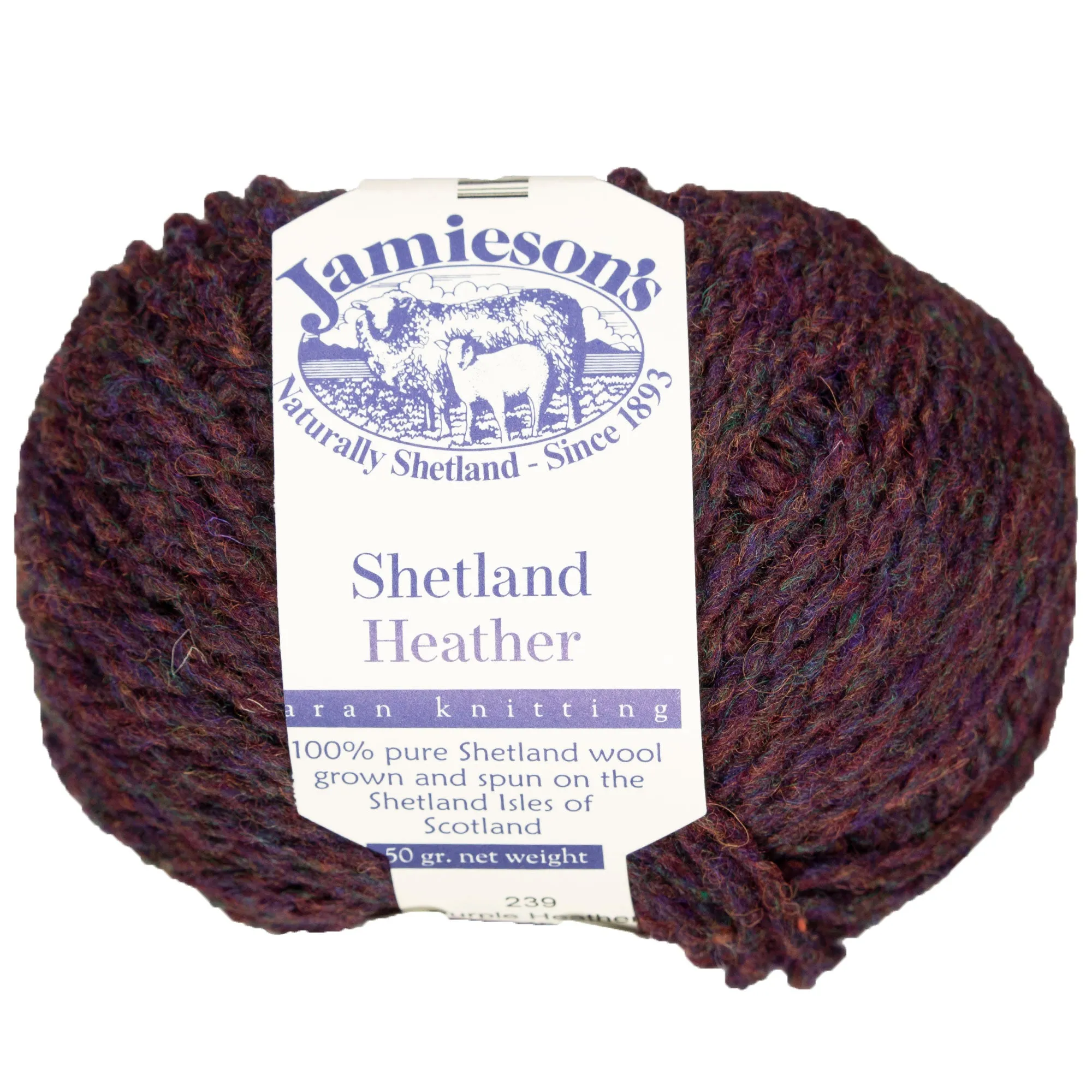 Jamieson's of Shetland Heather Aran Yarn - 239 Purple Heather