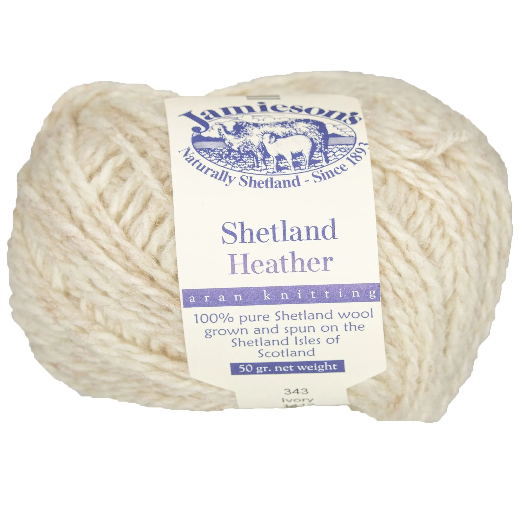Jamieson's of Shetland Heather Aran Yarn - 343 Ivory