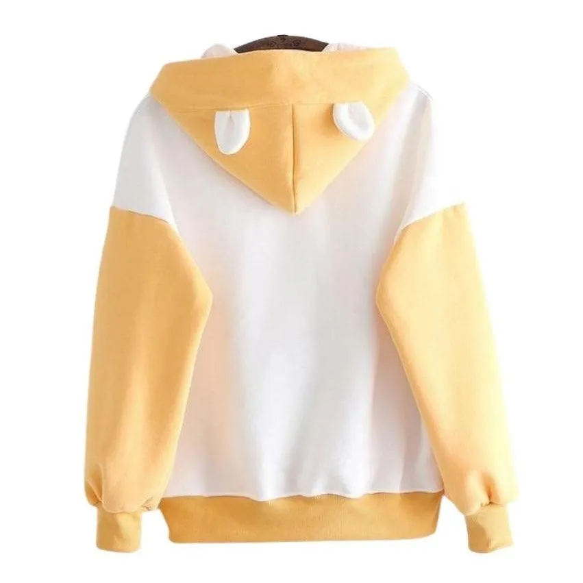Kawaii Hamster Hoodie with Ears for Women Long Sleeve Girls Hoodie