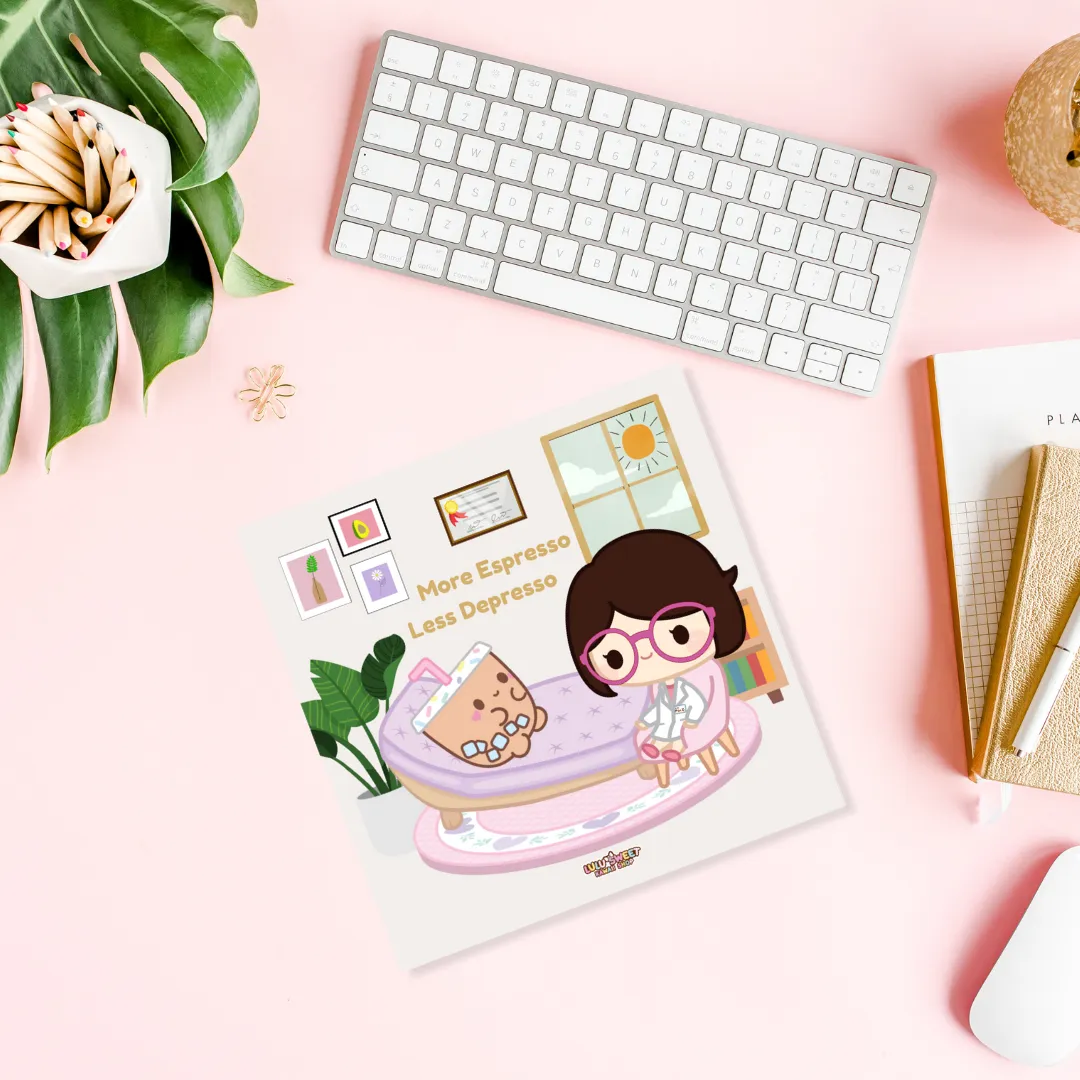 Less Depresso More Expresso Art Print/Note Card
