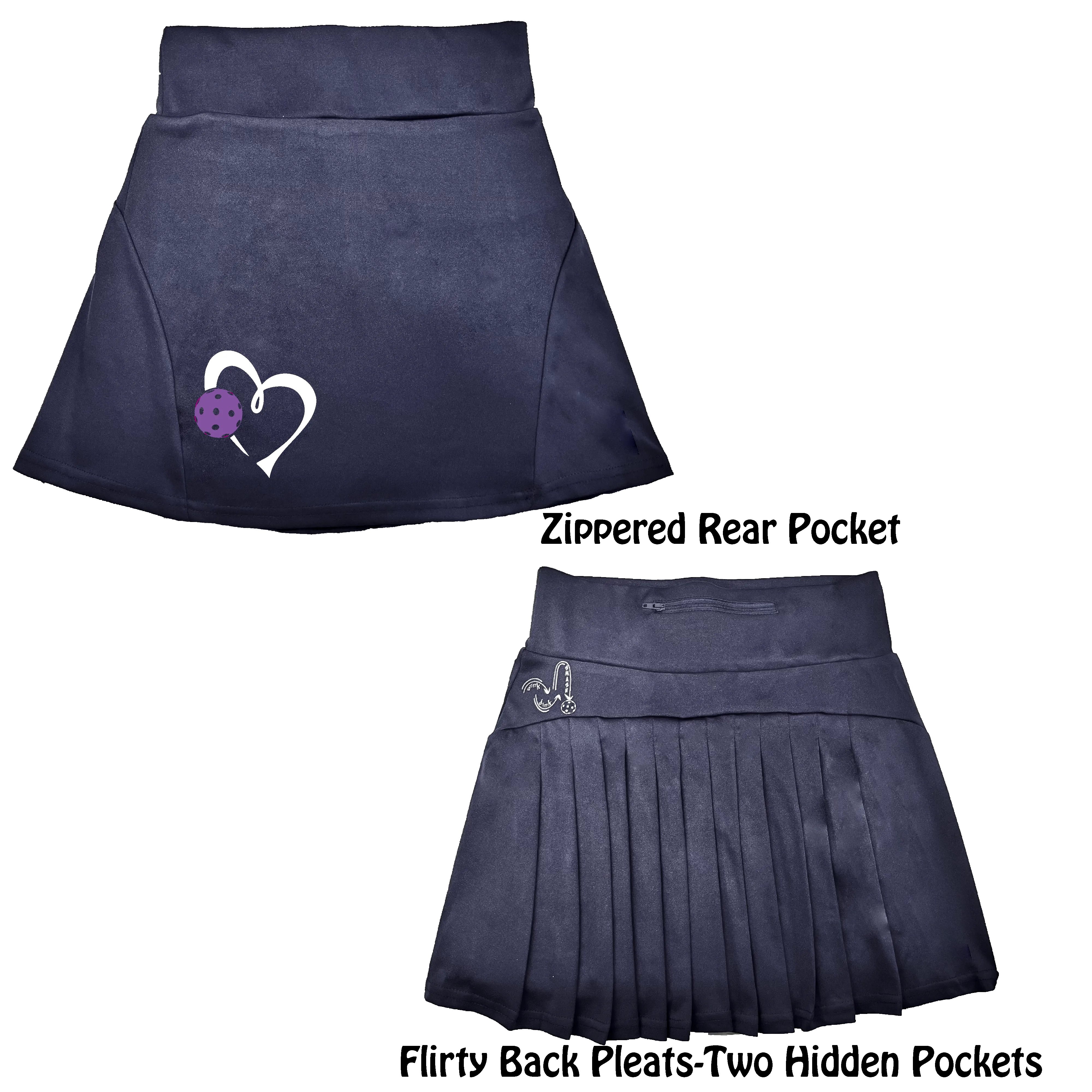 Love Pickleball Heart (Purple) | Women's Flirty Pickleball Skort