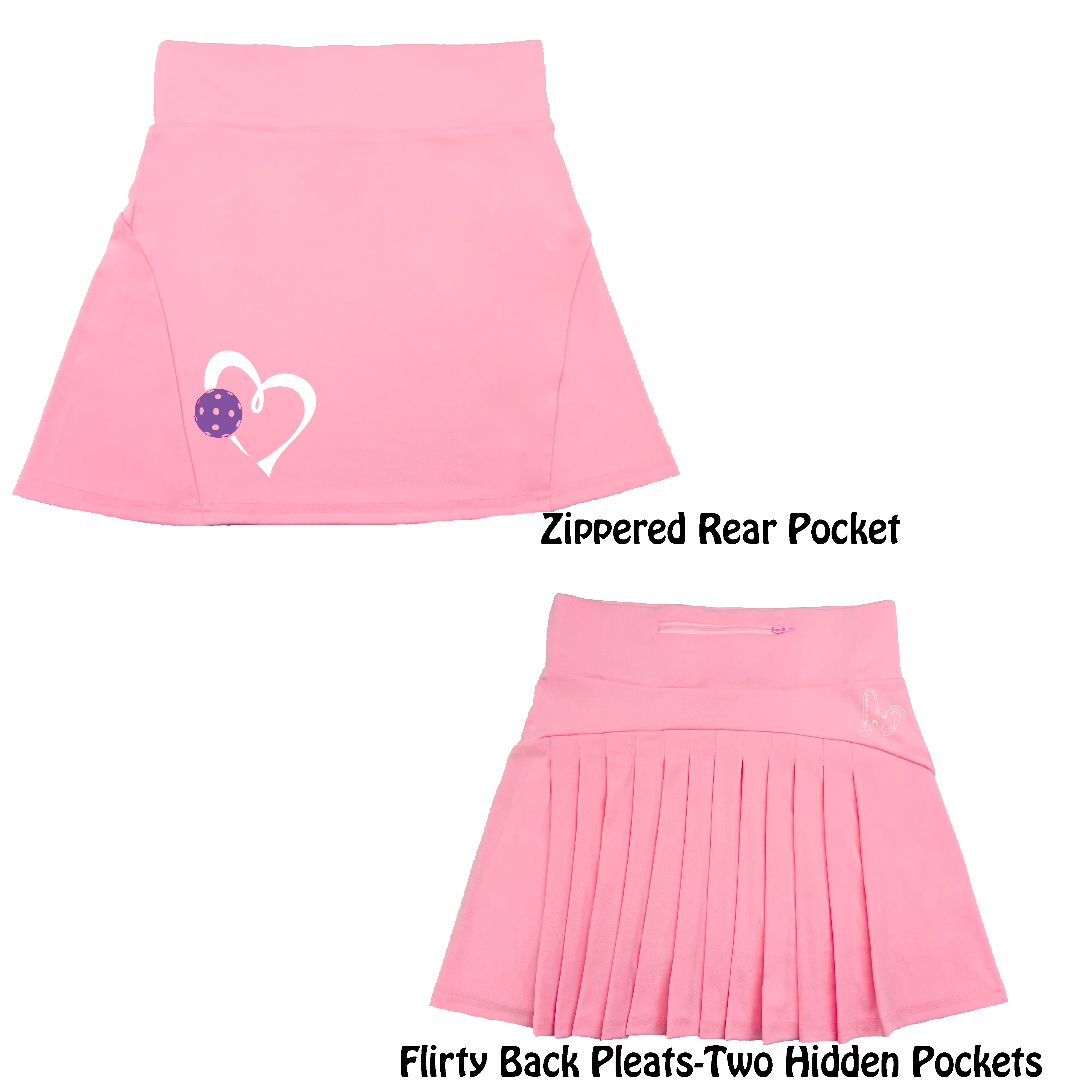 Love Pickleball Heart (Purple) | Women's Flirty Pickleball Skort