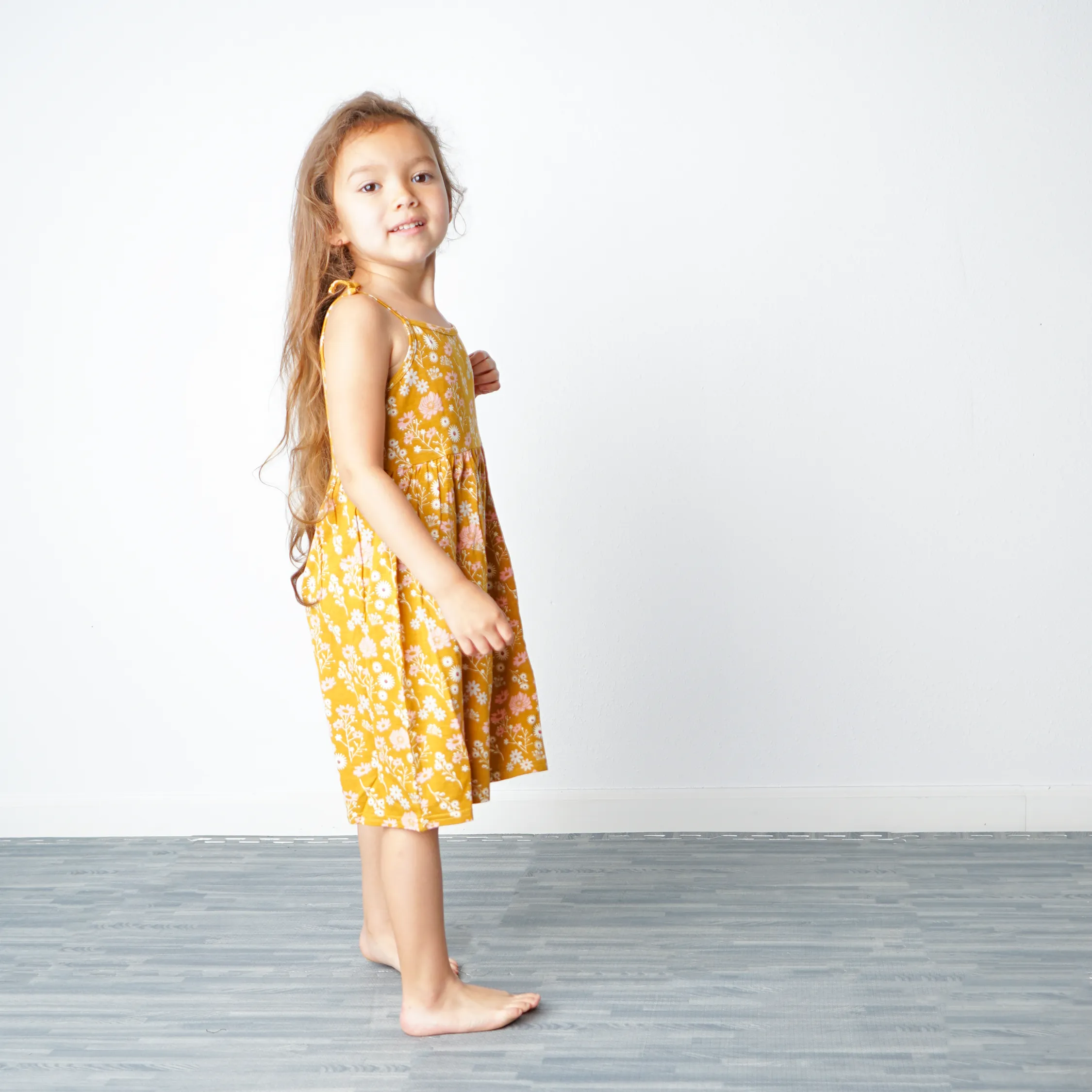 Mustard Floral Baby Bamboo Sundress