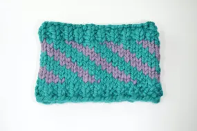 Oblique Headband in Peacock and Mauve wool blend