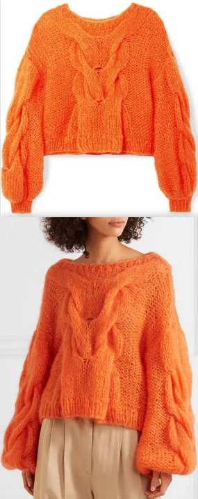 Oversized Cable and Open-Knit Mohair-Blend Sweater