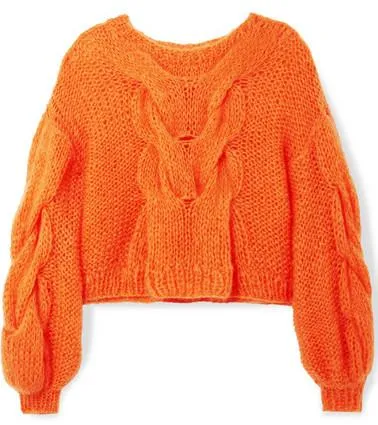 Oversized Cable and Open-Knit Mohair-Blend Sweater