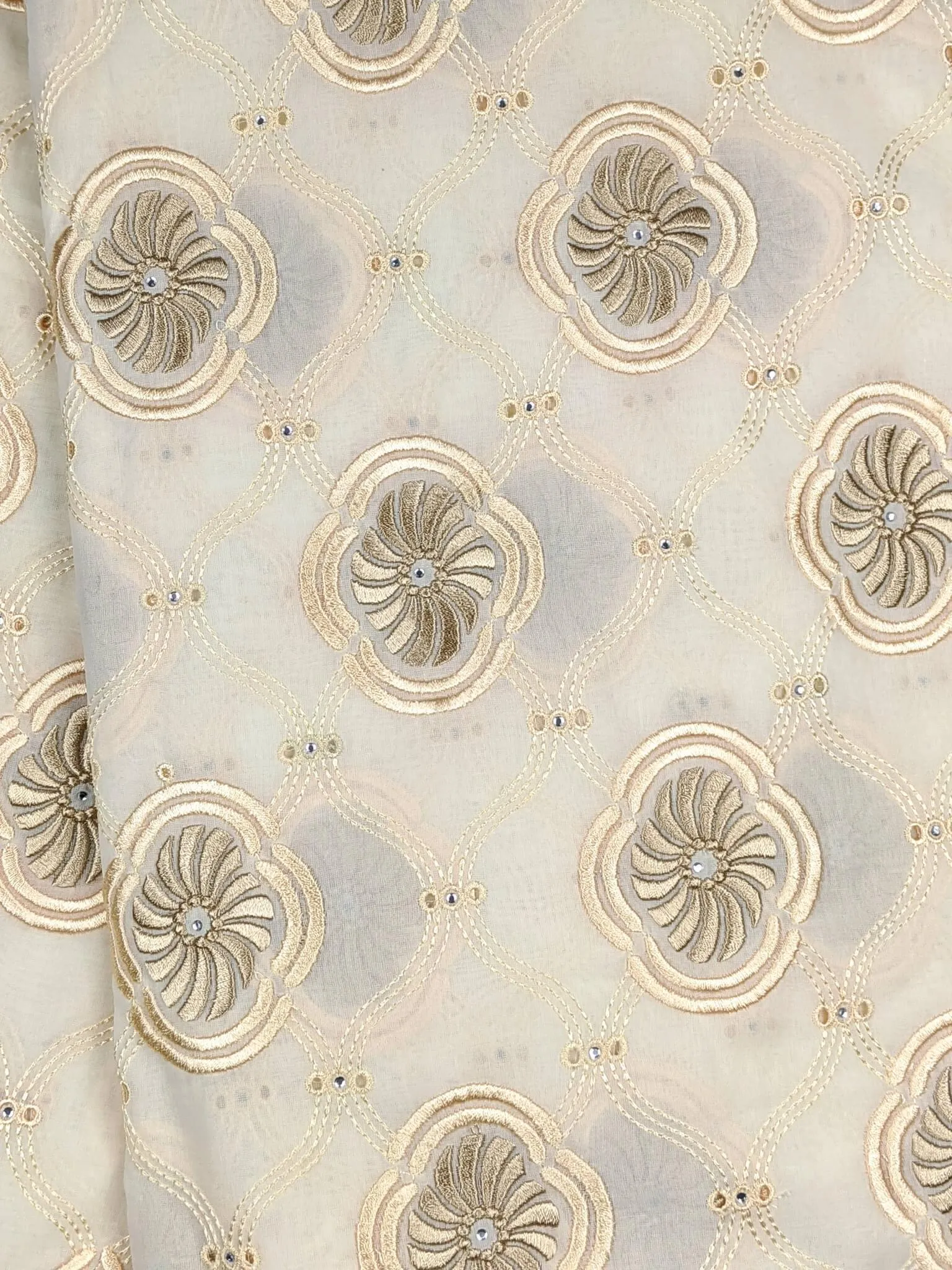 Peach Gold Voile Lace