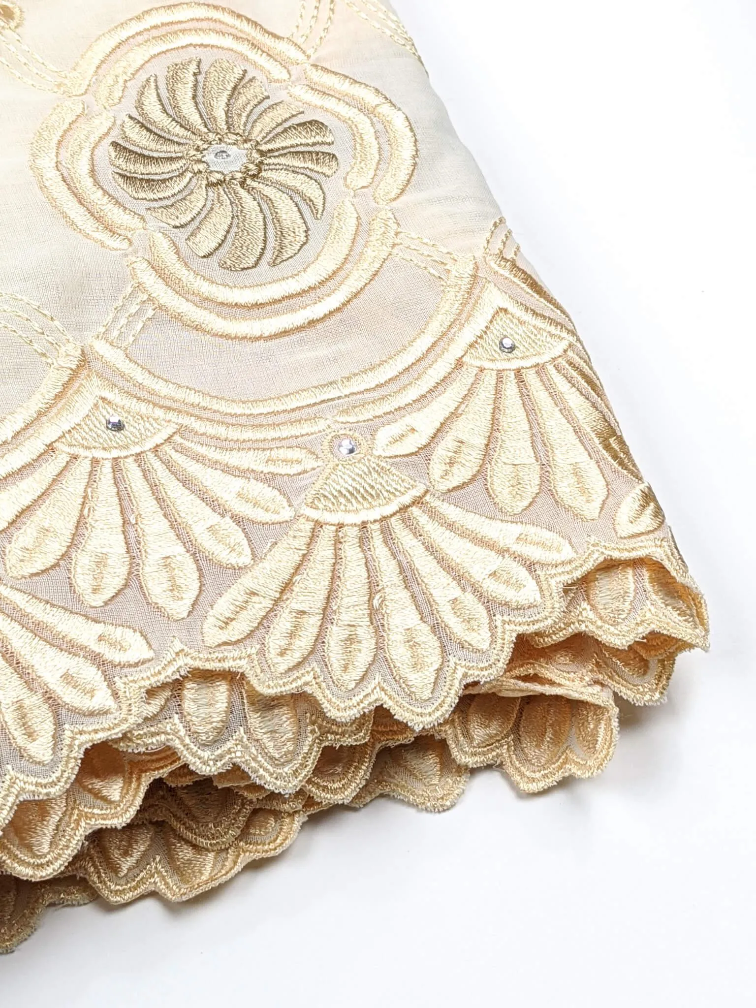 Peach Gold Voile Lace