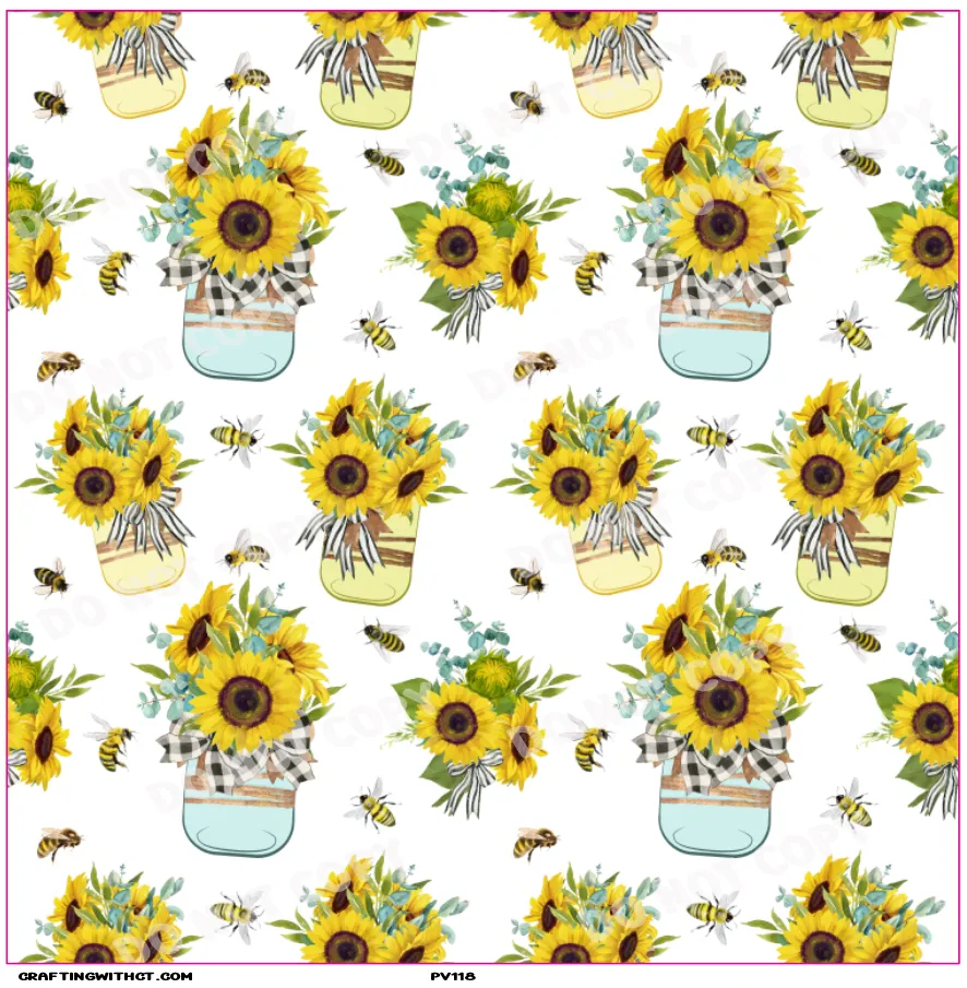 PV118 Sunflowers and bees vinyl sheet