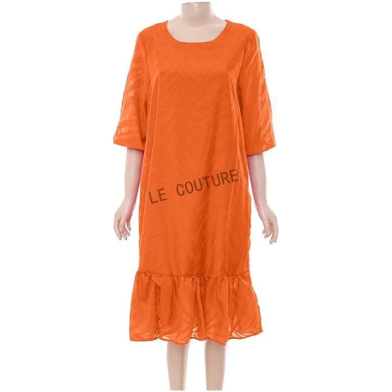 Ruffle Hem Loose Midi Dress.