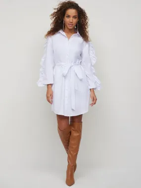 Ruffle-Sleeve Shirtdress