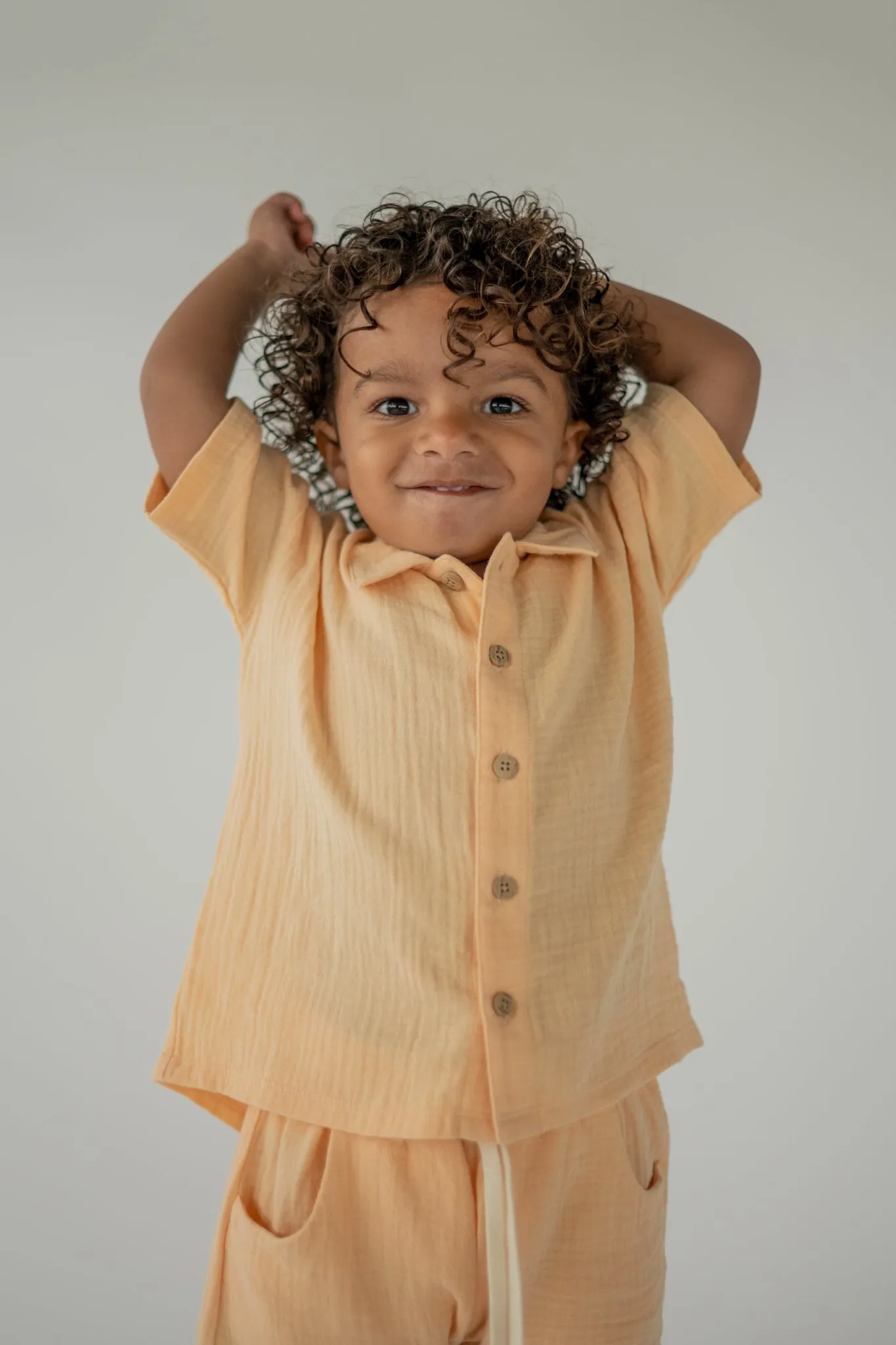 Salmon Muslin Button Up