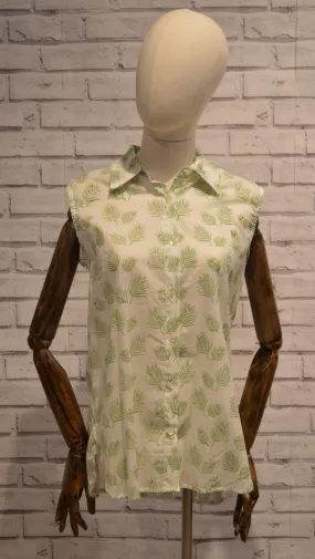 Sleeveless MINT green cotton shirt