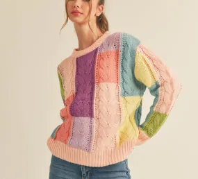 Spring Fever Multi-Color Cable Knit Sweater