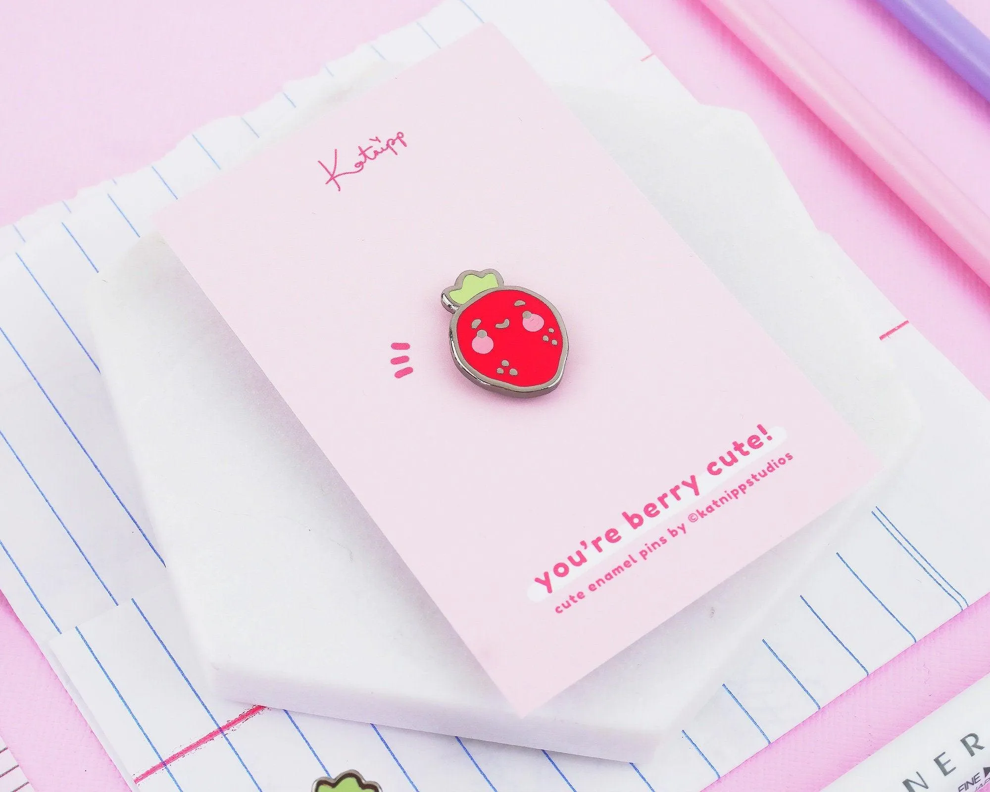 Strawberry Enamel Pin | Kawaii Cute Fruit Badge | Adorable Collectible Accessory