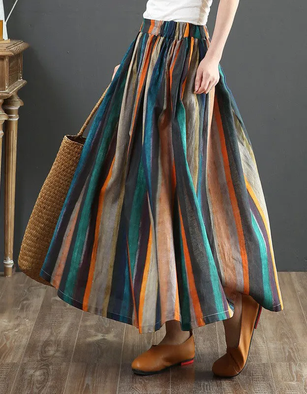 Summer Comfortable Floral Linen Skirt